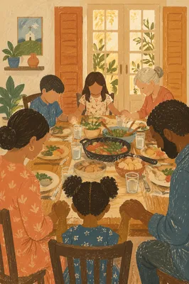 Christian Family Dinner Prayer at Home