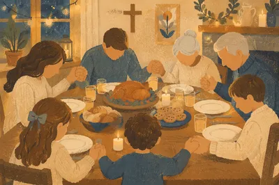 Christian Family Dinner Prayer at Home