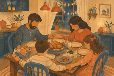 Christian Family Dinner Prayer at Home