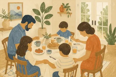Christian Family Dinner Prayer at Home
