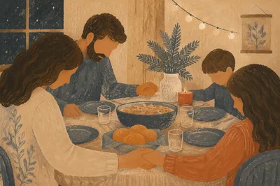 Christian Family Dinner Prayer at Home