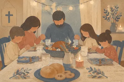 Christian Family Dinner Prayer at Home