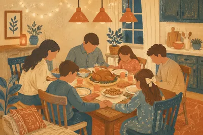 Christian Family Dinner Prayer at Home