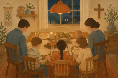 Christian Family Dinner Prayer at Home