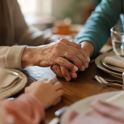 Christian Family Dinner Prayer Hands