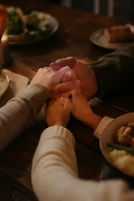 Christian Family Dinner Prayer Hands