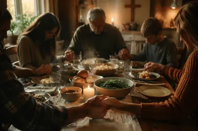 Christian Family Dinner Prayer Around the Table