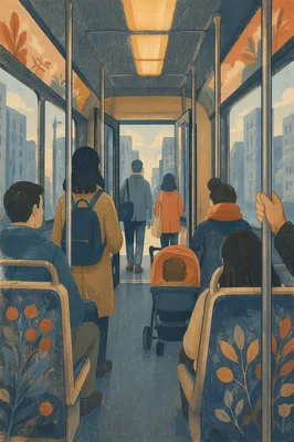 Morning City Bus Boarding Commute Scene