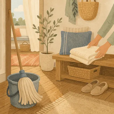 Freshly Cleaned Home Entryway Morning Scene
