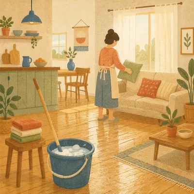 Sunlit Tidy Home After Cleaning
