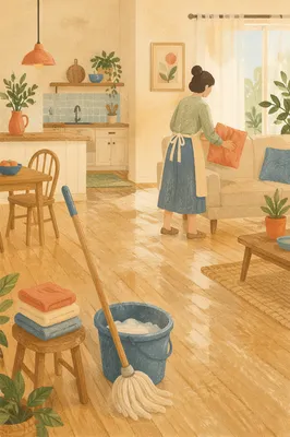 Sunlit Tidy Home After Morning Cleaning