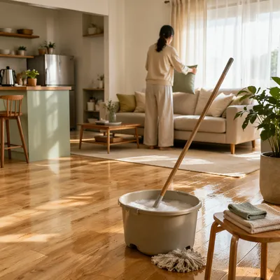 Sunlit Tidy Home After Morning Cleaning