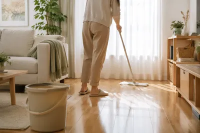 Peaceful Weekend Home Cleaning Scene