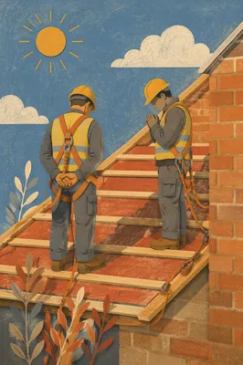 Construction Workers Praying on Rooftop Break