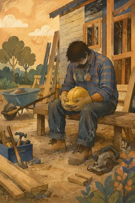 Construction Worker Prayer Break at Renovation Site