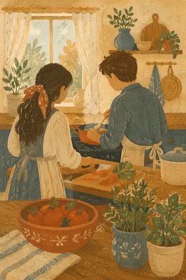 Cozy Couple Cooking on Sunday Morning