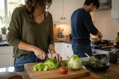 Couple Cooking Together in Cozy Kitchen