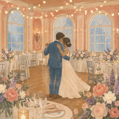 Newlywed First Dance Under String Lights