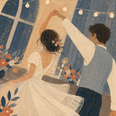 Romantic First Dance Under String Lights