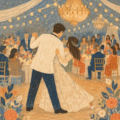 Romantic First Dance Under String Lights