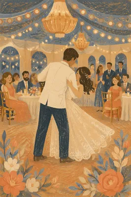 Romantic First Dance Under String Lights