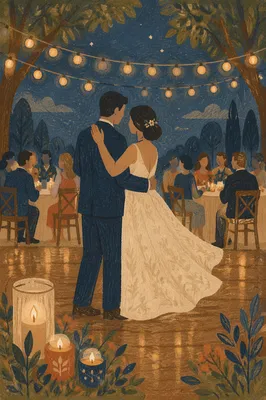 Romantic First Dance Under String Lights