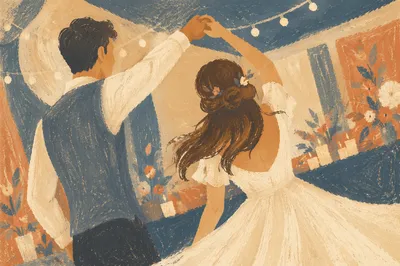 Romantic First Dance Under String Lights