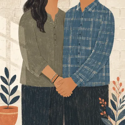 Couple Holding Hands in Quiet Prayer