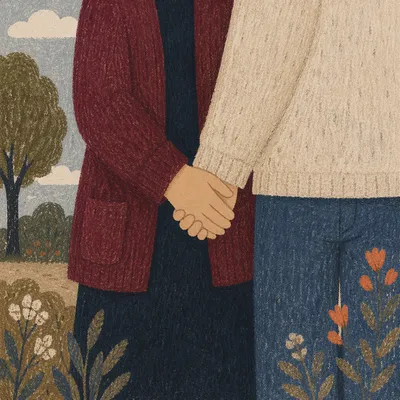 Couple Praying Hand in Hand Outdoors