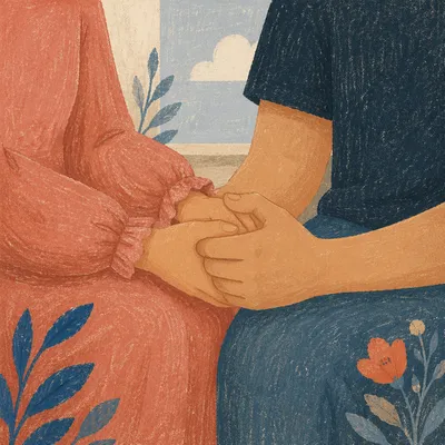 Couple Holding Hands in Quiet Prayer