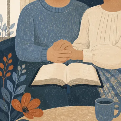 Couple Praying Together in Quiet Reflection