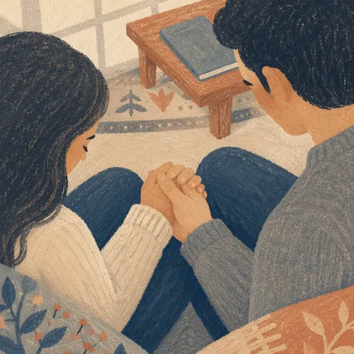 Couple Praying Together in Quiet Room