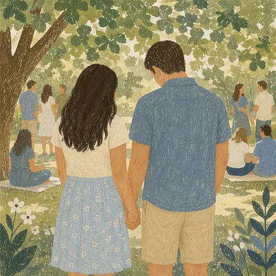 Couple Holding Hands in Outdoor Prayer