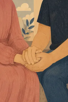 Couple Holding Hands in Quiet Prayer