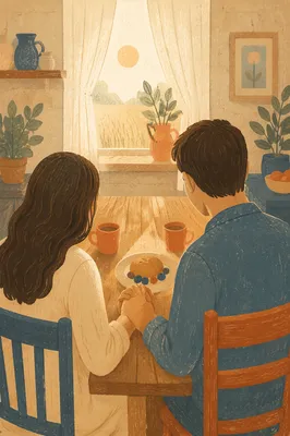 Couple Praying Together at Morning Table