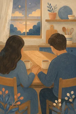 Couple Praying Hand in Hand at Dawn