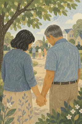 Couple Praying Hand in Hand Outdoors