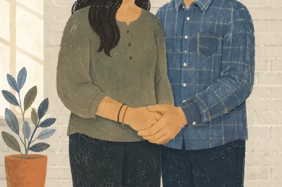 Couple Holding Hands in Quiet Prayer