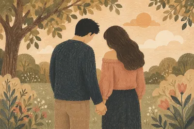 Couple Holding Hands in Peaceful Prayer