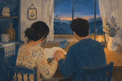 Couple Praying Together at Dawn