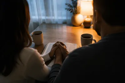 Couple Praying Together at Dawn