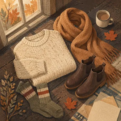 Cozy Autumn Outfit Flat Lay Scene