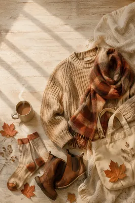 Cozy Autumn Outfit Flat Lay Scene