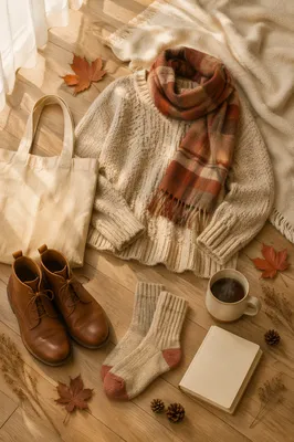 Cozy Autumn Outfit Flat Lay Scene