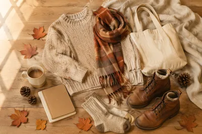 Cozy Autumn Outfit Flat Lay Scene