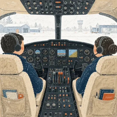 Winter Aircraft Cockpit Preflight View
