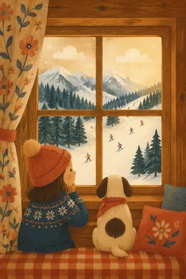 Cozy Cabin Window View in Winter