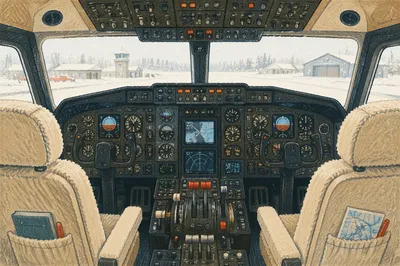 Winter Aircraft Cockpit Preflight View