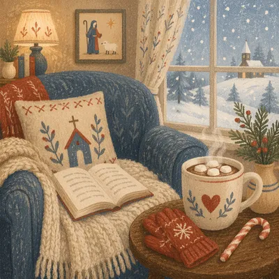 Cozy Winter Reading Nook With Hot Cocoa