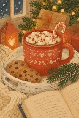Cozy Winter Reading Nook with Hot Cocoa